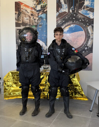 Angelika and Pedro in space suits