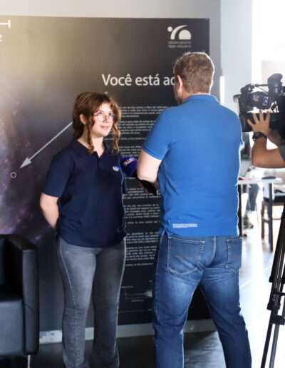 Patricia giving an interview for television