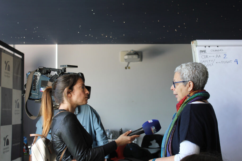 Rosa Doran being interviewed by SIC